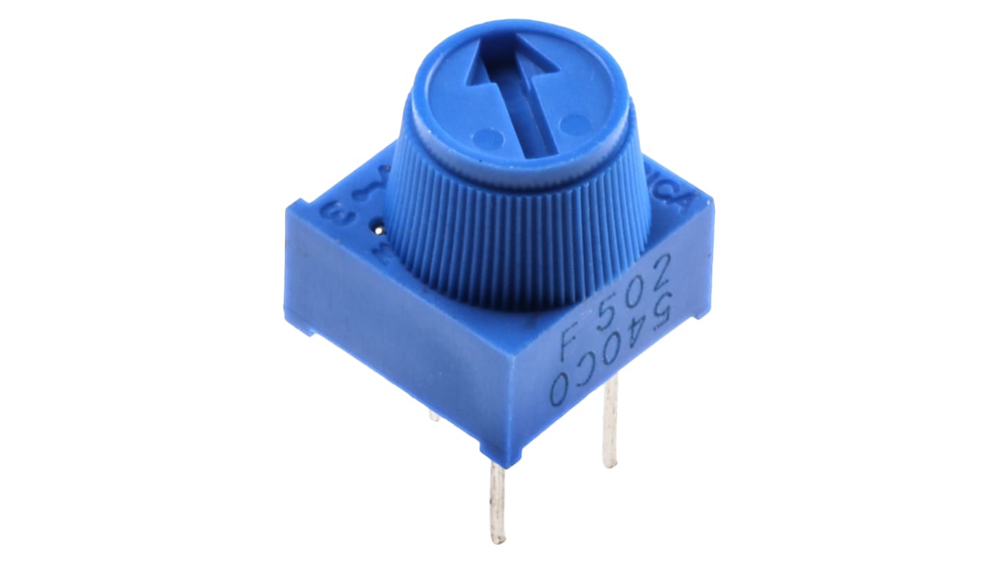 5kΩ, Through Hole Trimmer Potentiometer 0.5W Top Adjust Bourns, 3386
