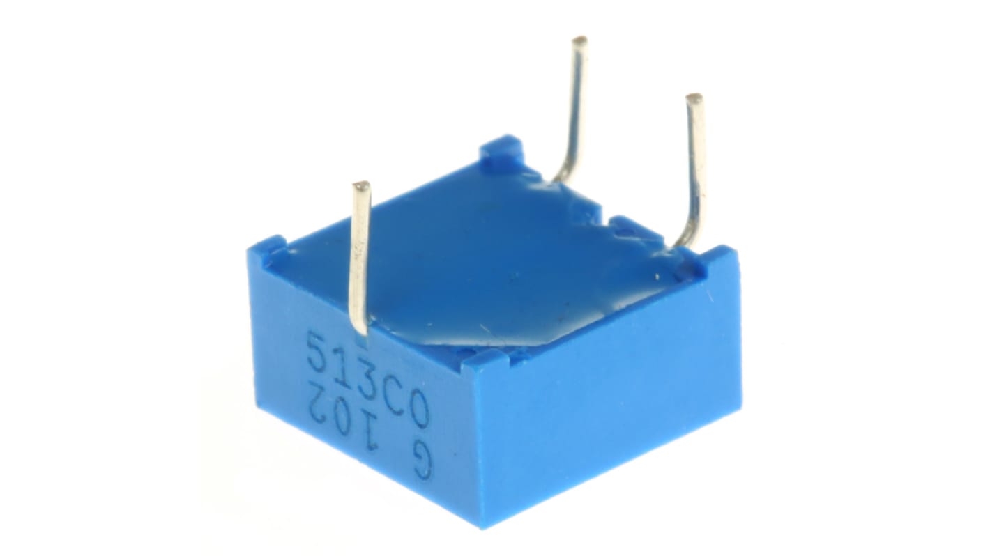 1kΩ, Through Hole Trimmer Potentiometer 0.5W Top Adjust Bourns, 3386