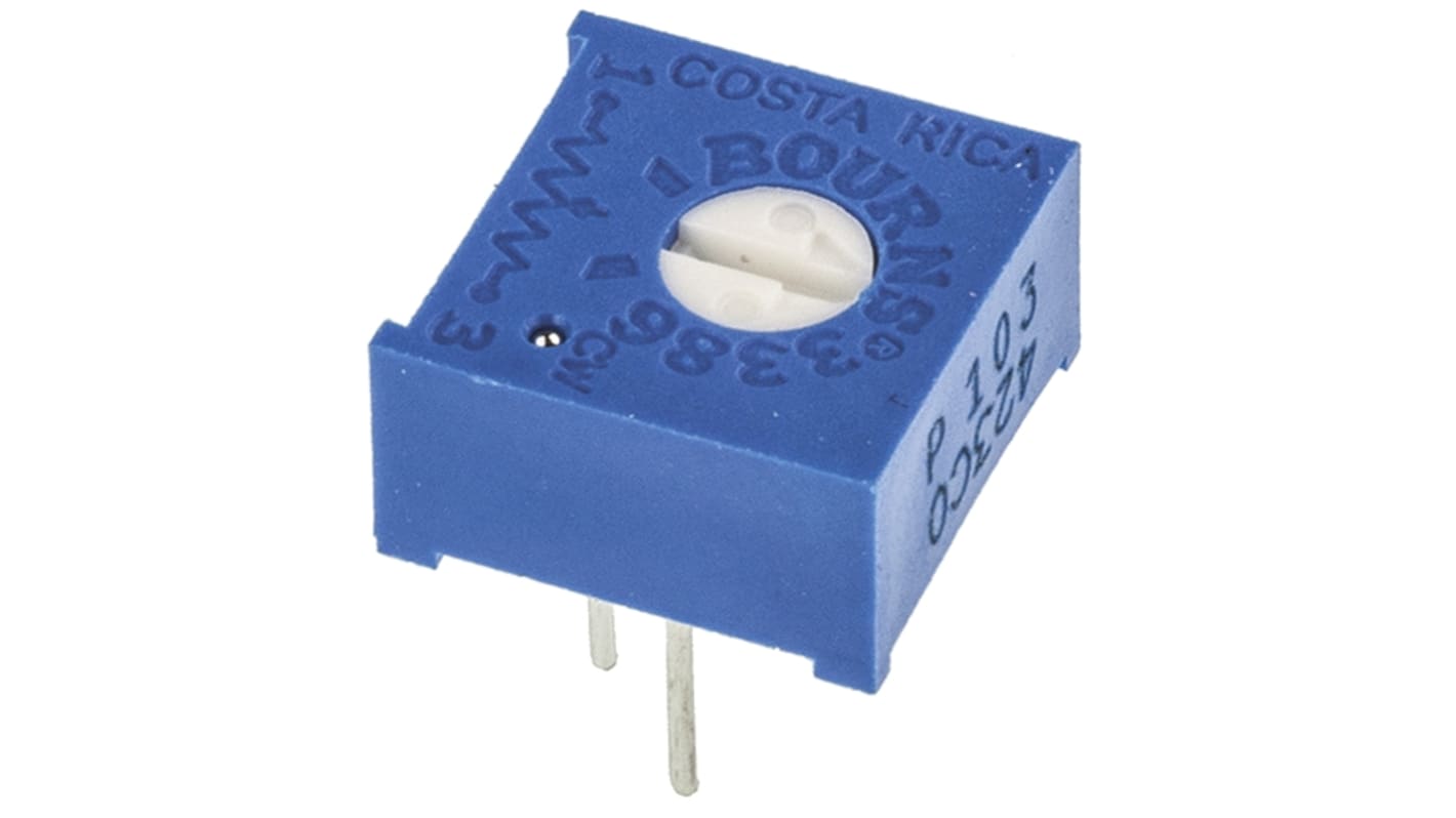 10kΩ, Through Hole Trimmer Potentiometer 0.5W Top Adjust Bourns, 3386
