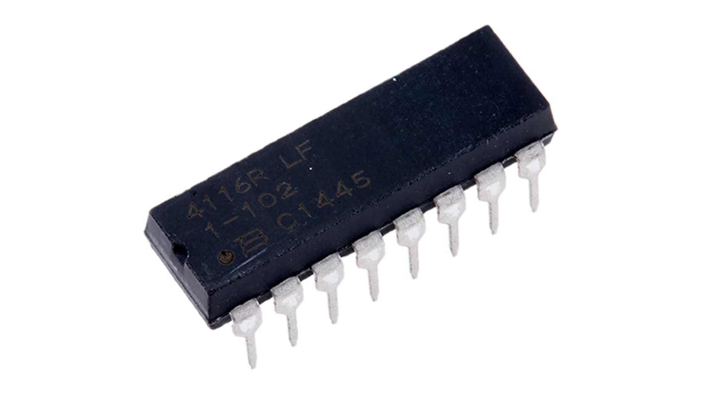 Bourns DIP直插排阻, 1kΩ, 8个电阻, 2.25W, 16个端子, ±2%容差, 模制外壳, 4100R系列