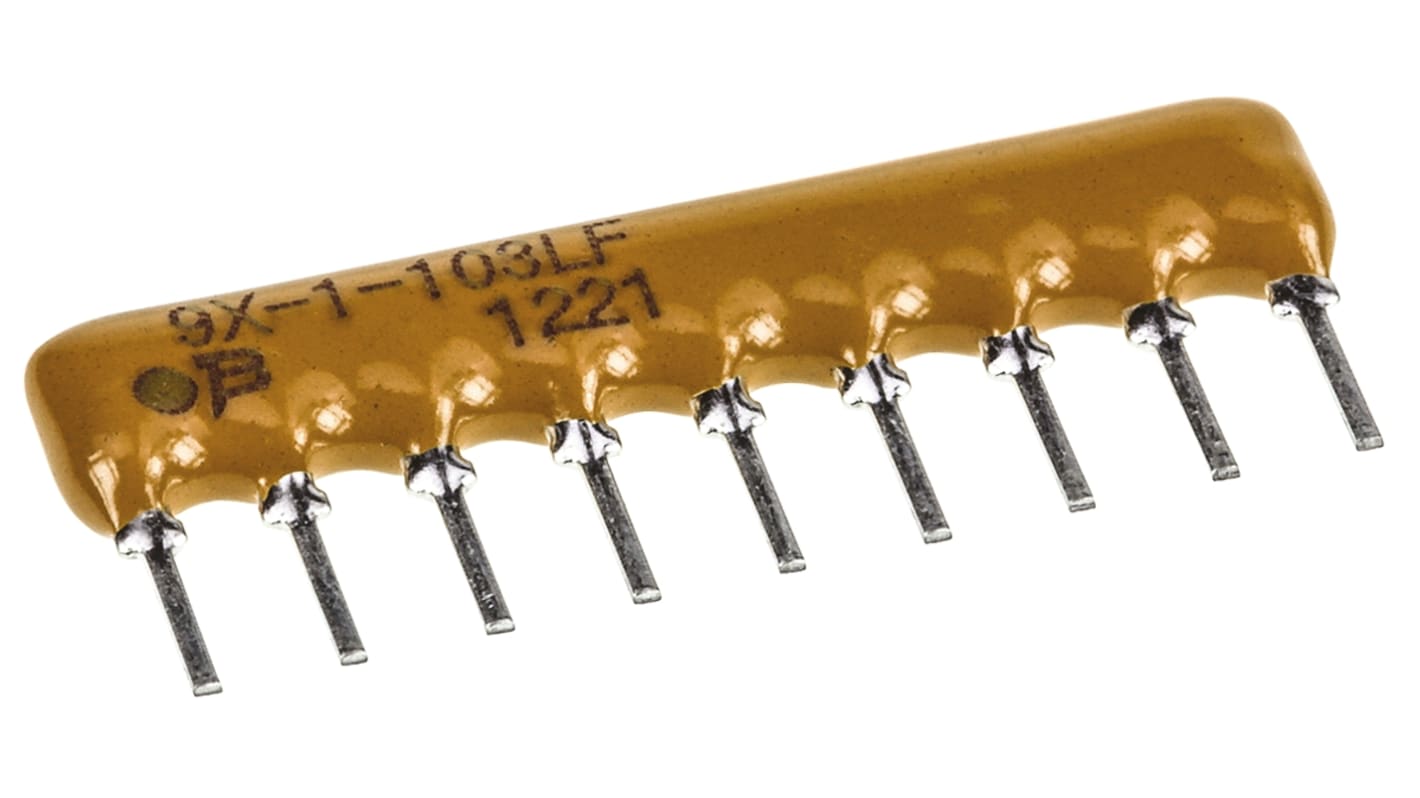 Bourns SIP直插排阻, 10kΩ, 8个电阻, 1.13W, 9个端子, ±2%容差, 共形外壳, 4600X系列