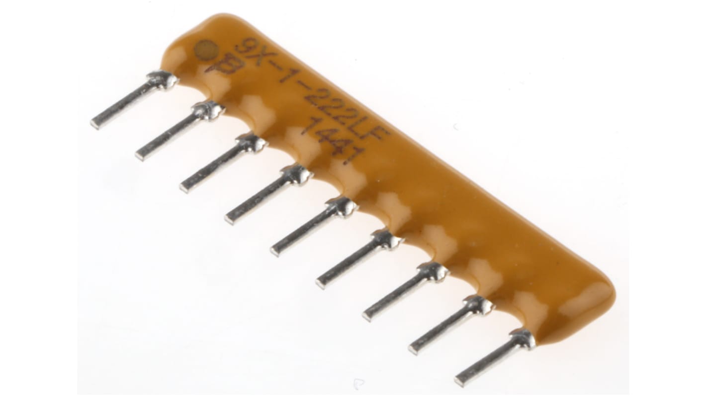Bourns SIP直插排阻, 2.2kΩ, 8个电阻, 1.13W, 9个端子, ±2%容差, 共形外壳, 4600X系列