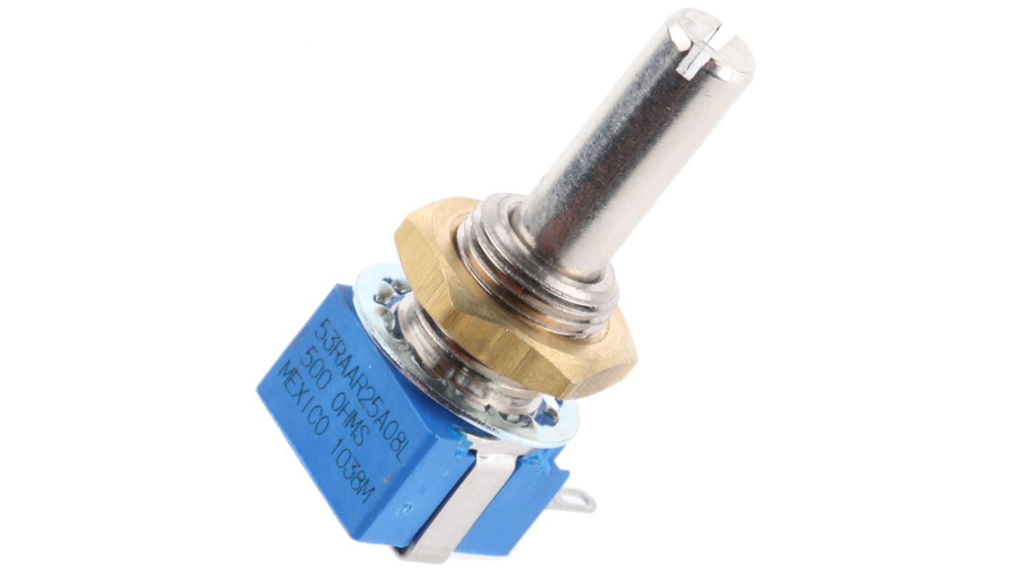 Bourns 500Ω Rotary Potentiometer 1-Gang Panel Mount, 53RAA-R25-A08L