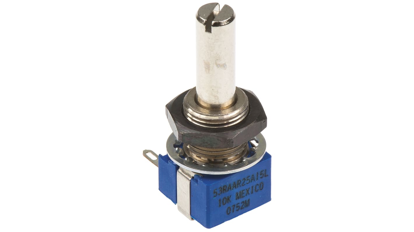 Bourns 53 10kΩ Rotary Potentiometer 1-Gang Panel Mount, 53RAA-R25-A15L