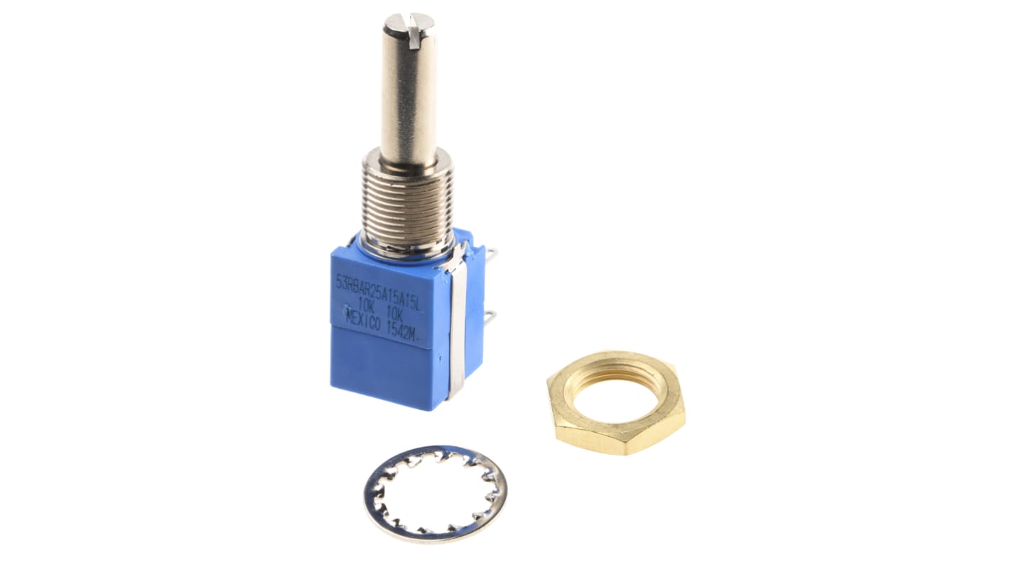 Bourns 53 10kΩ Rotary Potentiometer 1-Gang Panel Mount, 53RBA-R25-A15/A15L