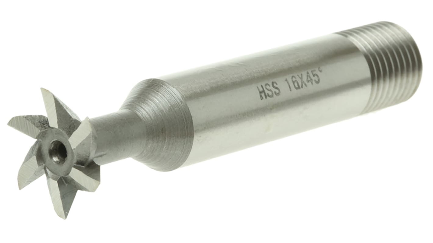 Fresa a coda di rondine in HSS RS PRO, taglio Standard da Ø 16mm larghezza 4mm angolo da 45°