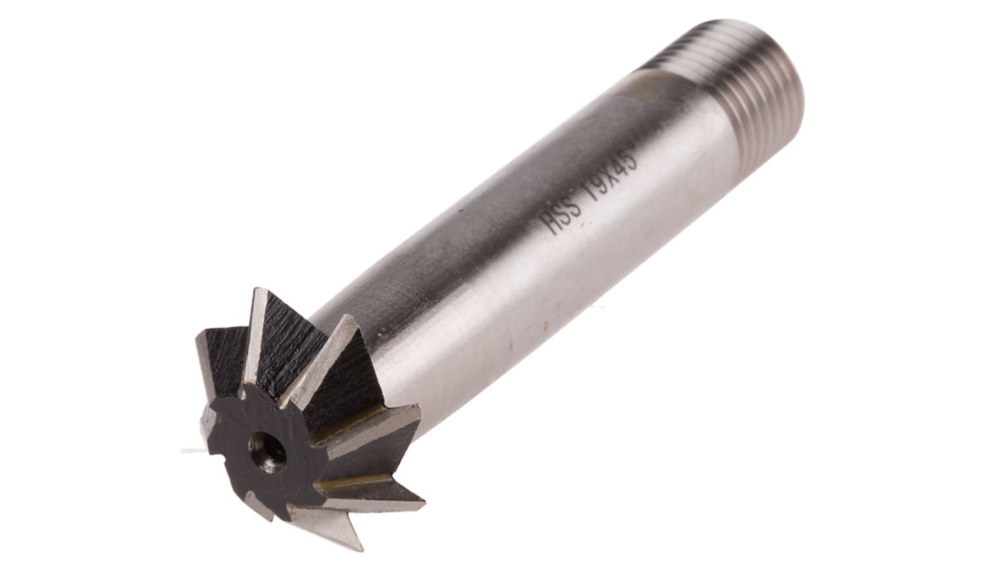 Fresa de cola de milano invertida HSS a 45° RS PRO, diám. 19mm x 63 mm