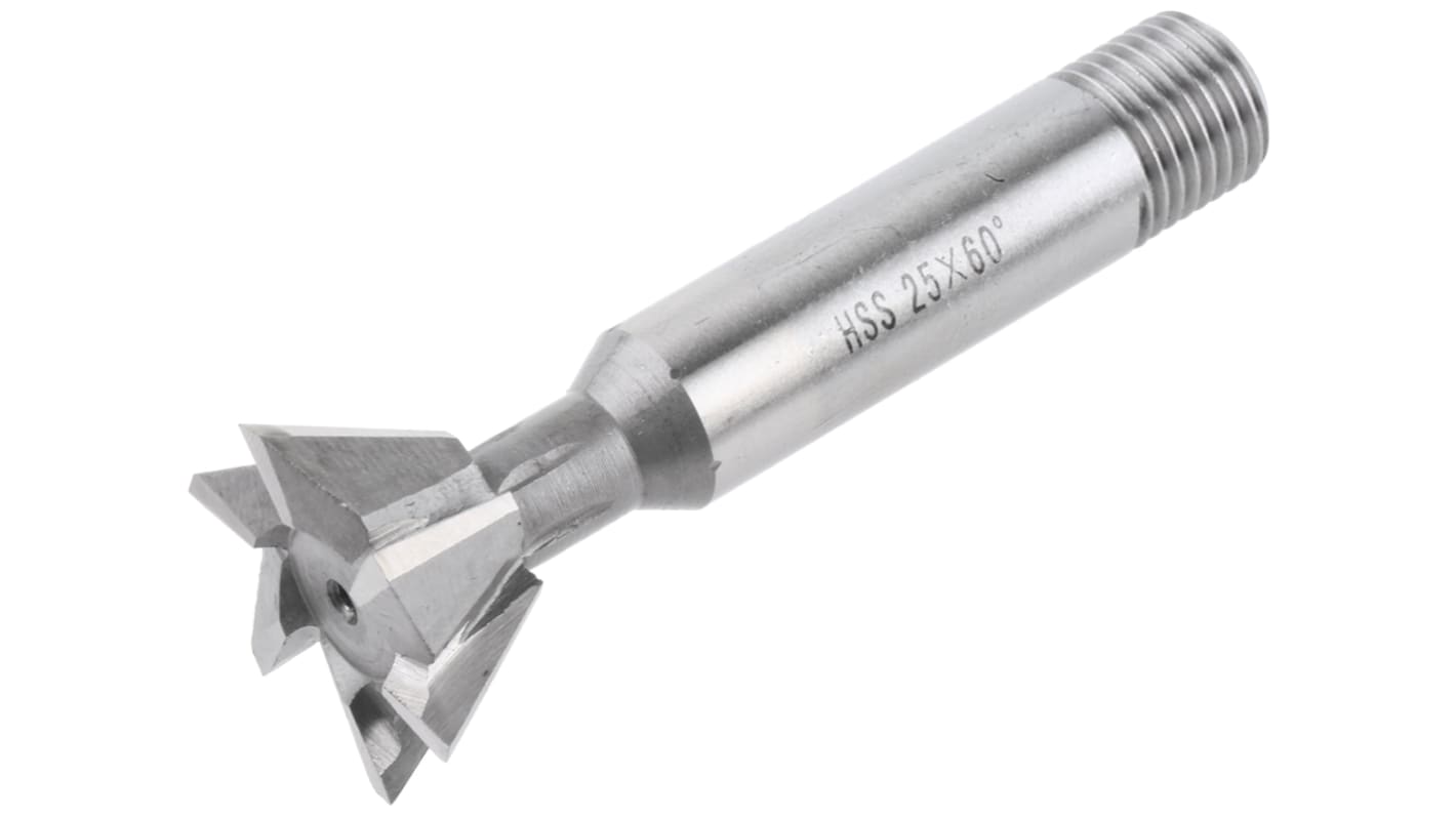 Fresa a coda di rondine in HSS RS PRO, taglio Standard da Ø 25mm larghezza 10mm angolo da 60°