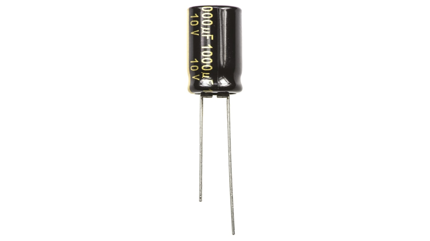 Condensatore Panasonic, serie FM-A, 1000μF, 10V cc, ±20%, +105°C, Radiale, Foro passante