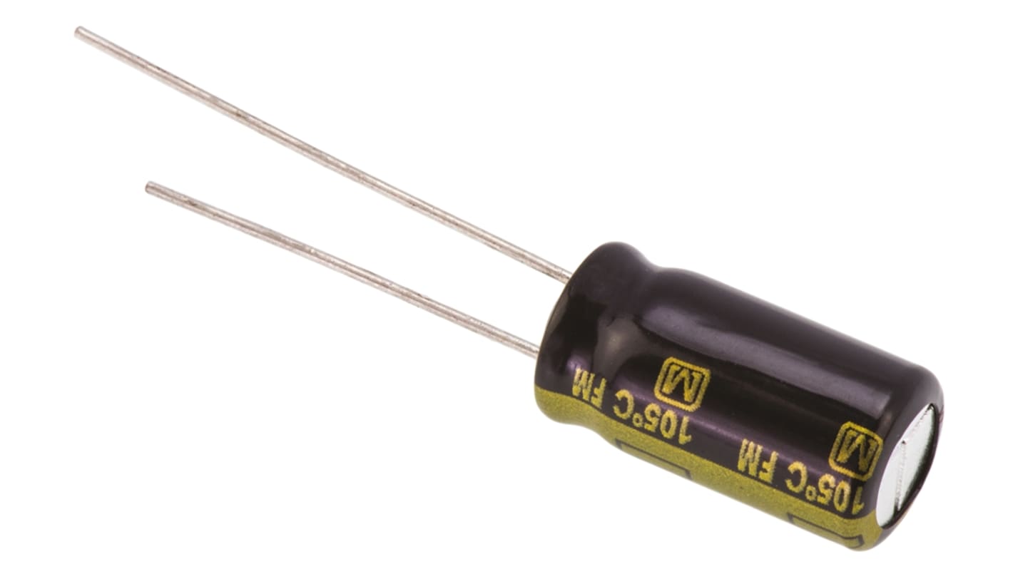 Condensatore Panasonic, serie FM-A, 680μF, 10V cc, ±20%, +105°C, Radiale, Foro passante