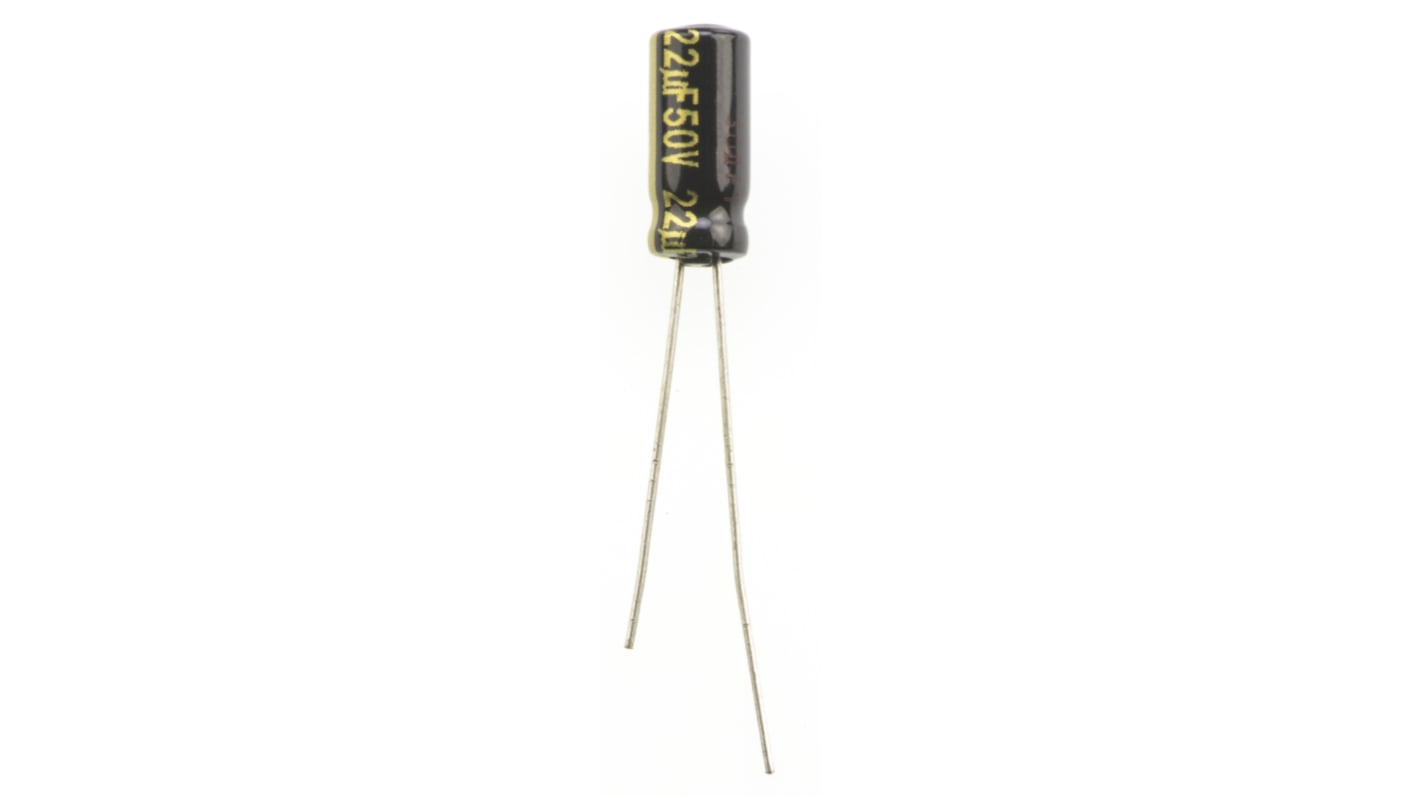 Panasonic 22μF Aluminium Electrolytic Capacitor 50V dc, Radial, Through Hole - EEUFM1H220