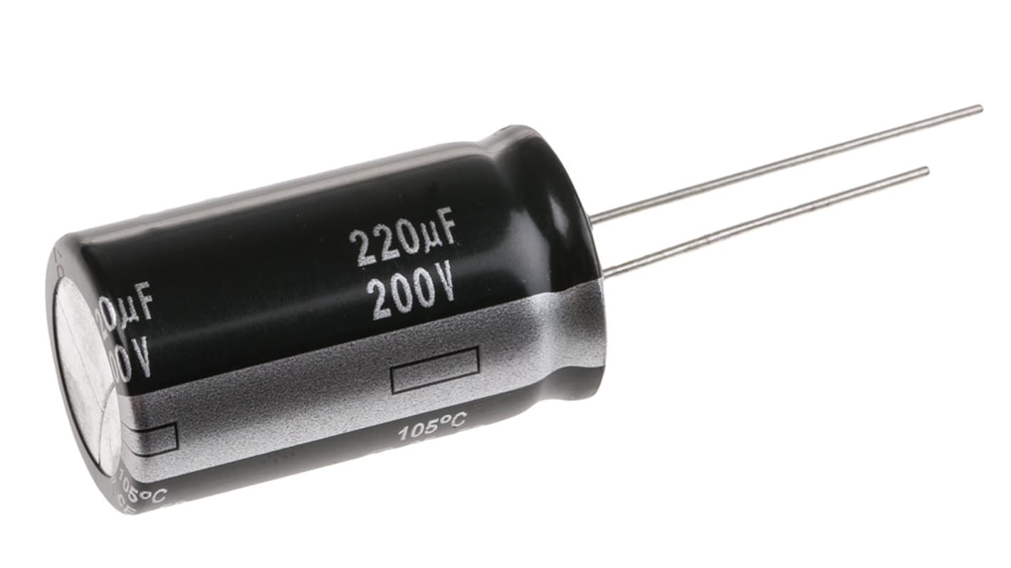 Panasonic 220μF Aluminium Electrolytic Capacitor 200V dc, Radial, Through Hole - EEUED2D221