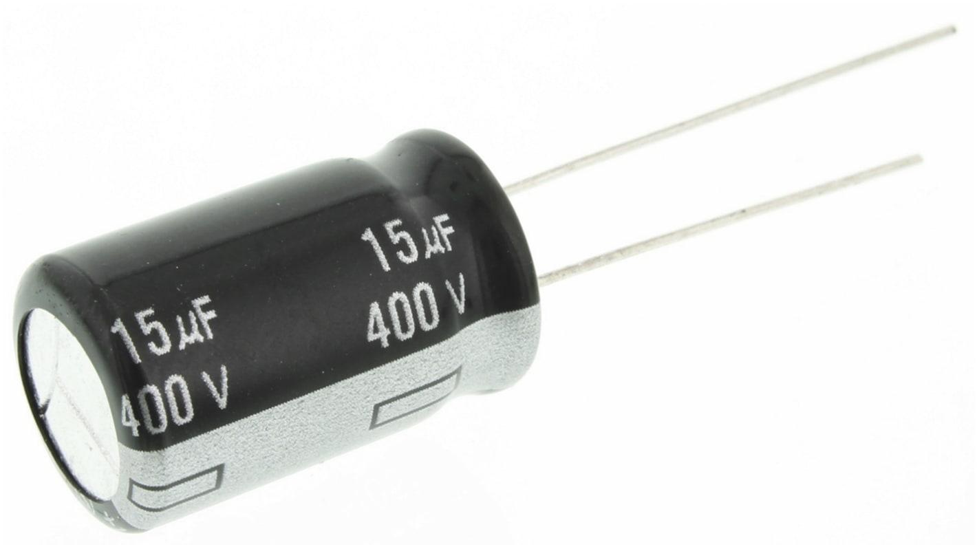 Panasonic ED RADIAL, THT Aluminium-Elektrolyt Kondensator 15μF ±20% / 400V dc, Ø 12.5mm x 20mm, bis 105°C