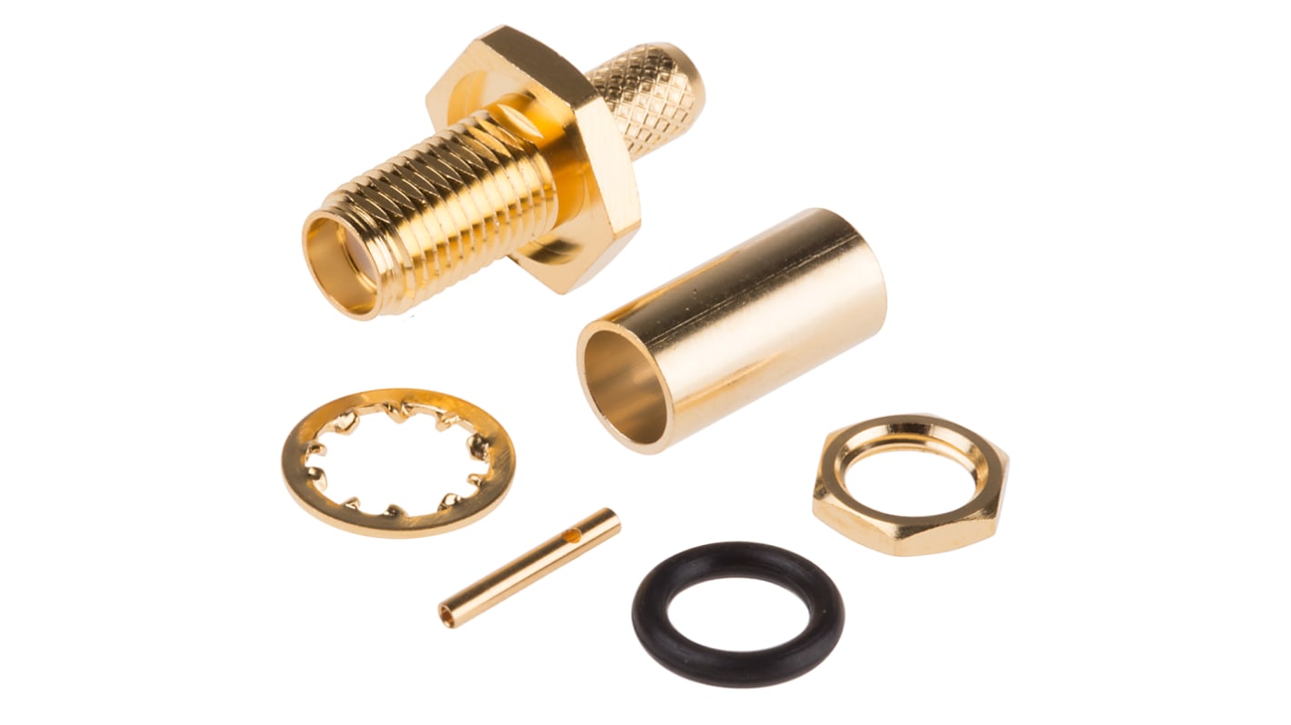 RS PRO, Jack Bulkhead Mount SMA Connector, 50Ω, Crimp Termination, Straight Body