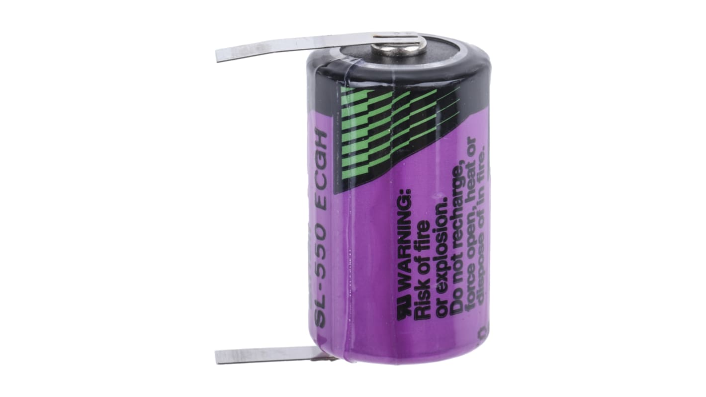 Batteria 1/2 AA Tadiran, Litio cloruro di tionile, 3.6V, 800mAh, terminale con linguette