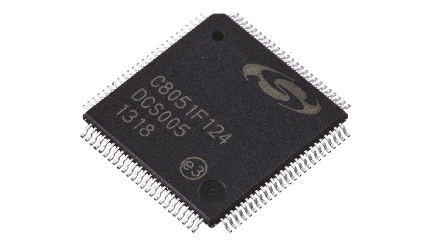 Silicon Labs C8051F124-GQ, 8bit 8051 Microcontroller, C8051F, 50MHz, 128 kB Flash, 100-Pin TQFP