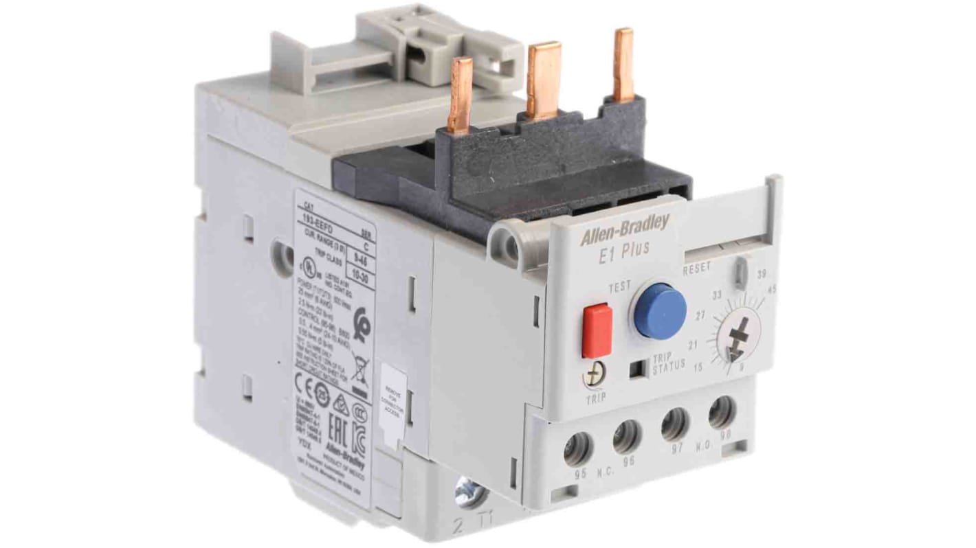 Allen Bradley 193-E1 Plus Electronic Overload Relay 1NO/1NC, 9 → 45 A F.L.C, 45 A Contact Rating, 150 mW, 690 V