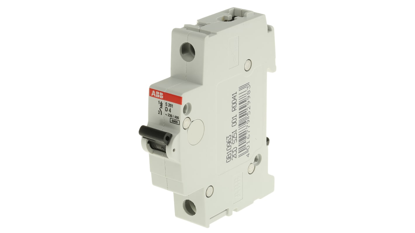 Interruttore magnetotermico ABB, 1P 4A 6 kA, Tipo D