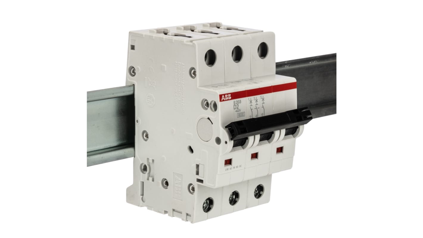 ABB System Pro M Compact S200 MCB, 3P, 2A Curve D, 440V AC, 6 kA Breaking Capacity