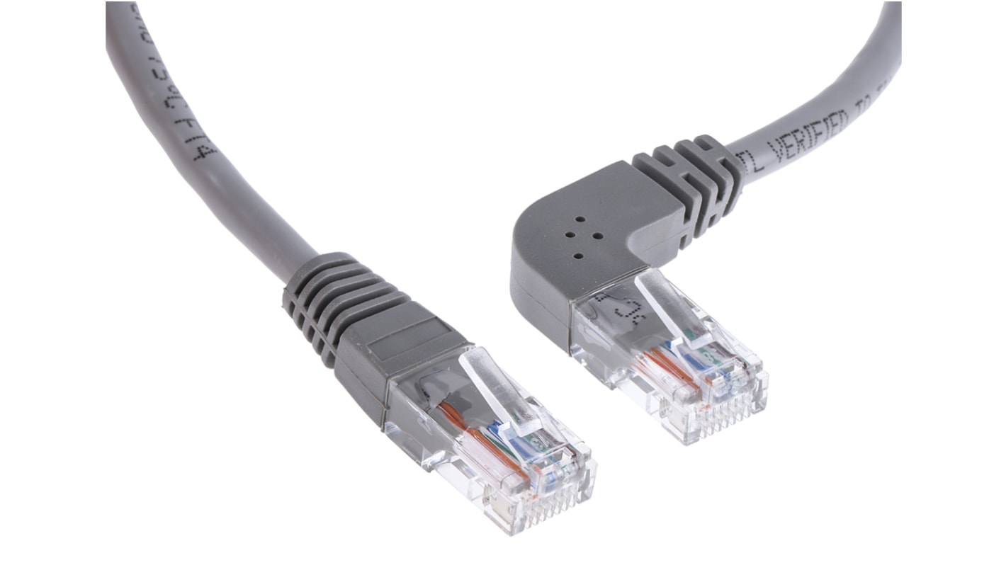 RS PRO, 1m Cat5e, Grey RJ45 to Male RJ45 Male, U/UTP Unshielded, Terminated PVC Sheath