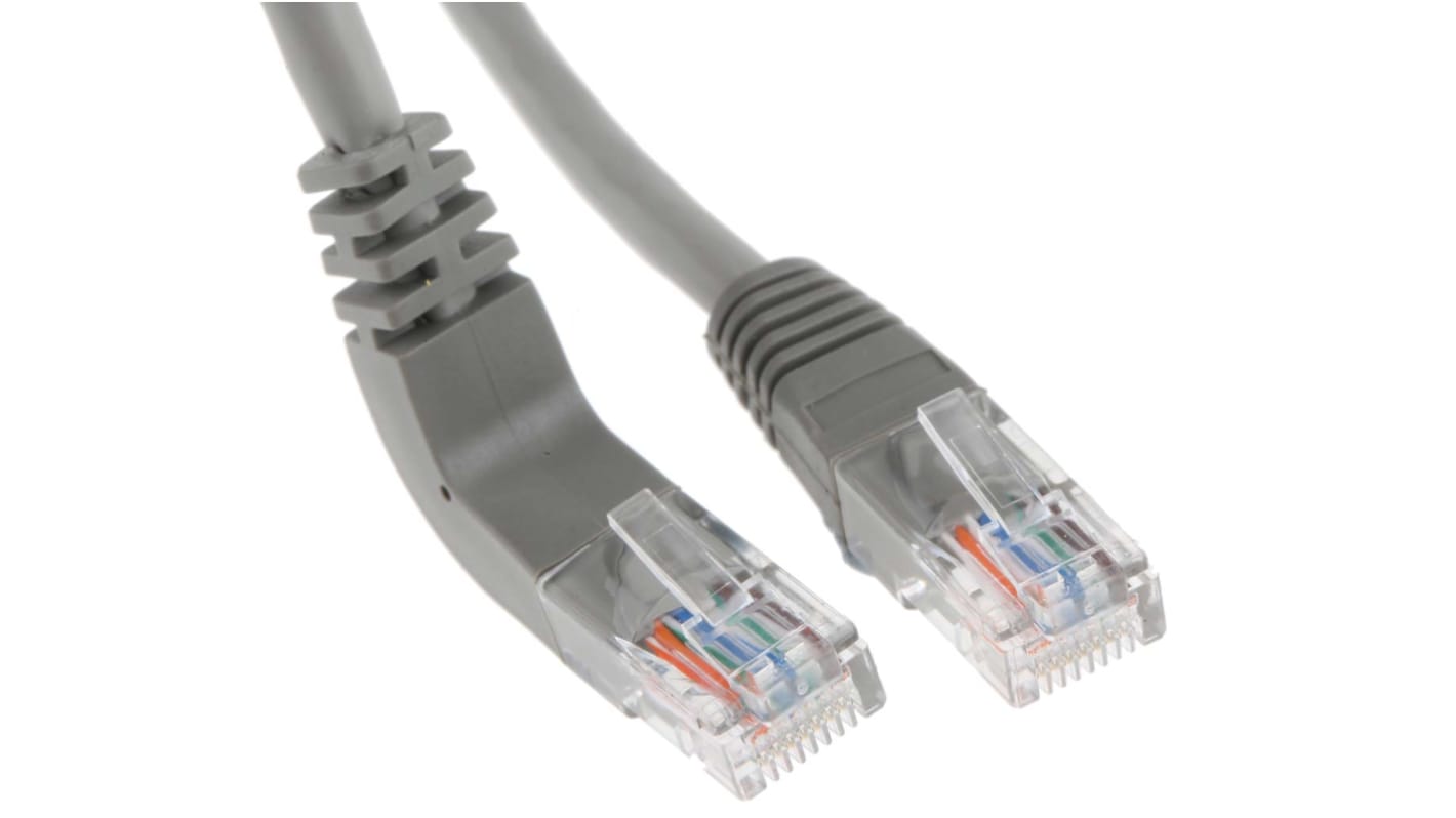 RS PRO Cat5e Male RJ45 to Male RJ45 Ethernet Cable, U/UTP, Grey PVC Sheath, 1m