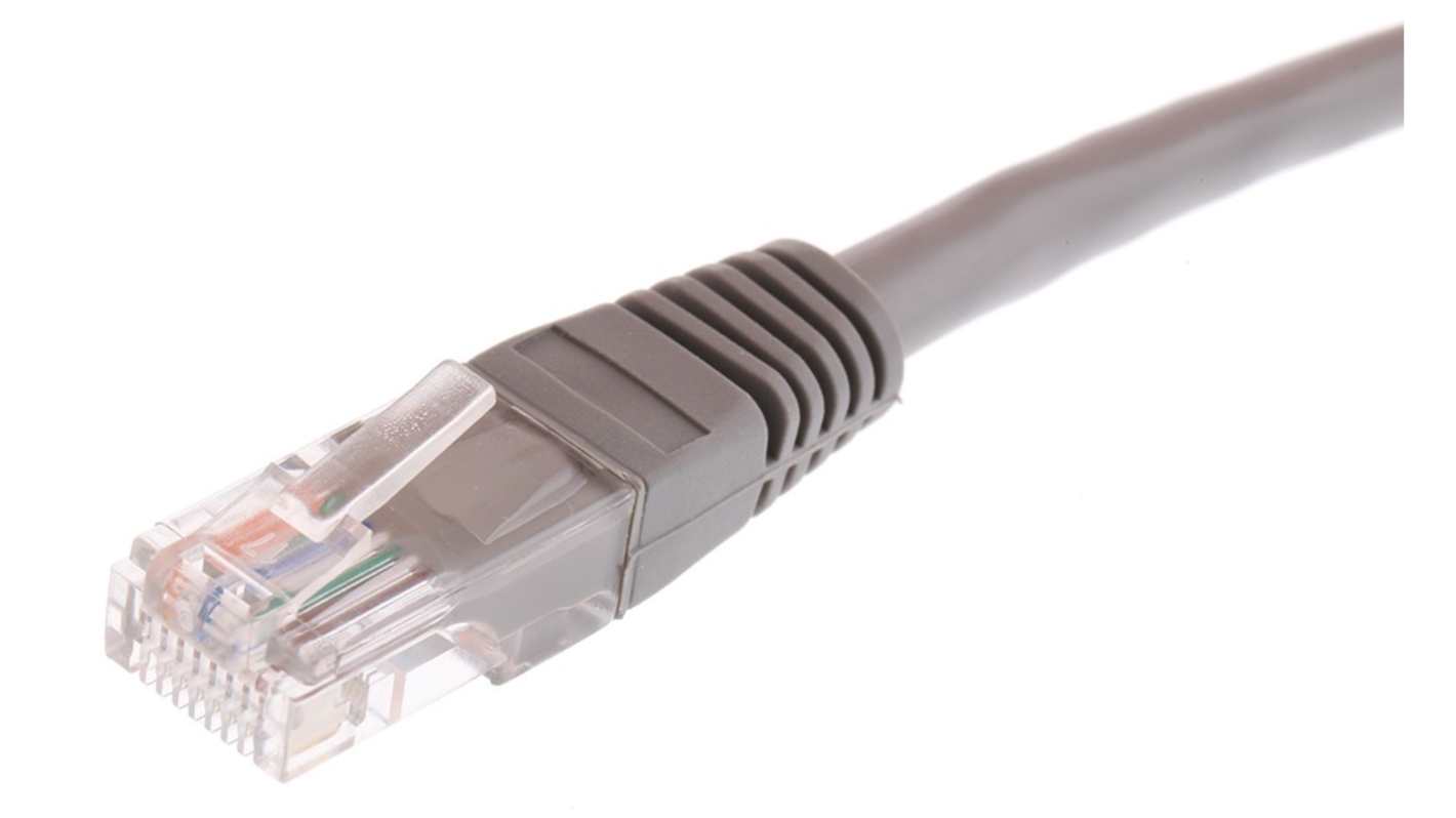RS PRO, 3m Cat5e, Grey RJ45 to Male RJ45 Male, U/UTP Unshielded, Terminated PVC Sheath