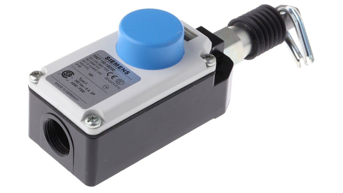 Siemens 拉绳开关, 25m线长, 直向安装, 常开/常闭, DP, 铝合金外壳, IP65, 3SE7系列