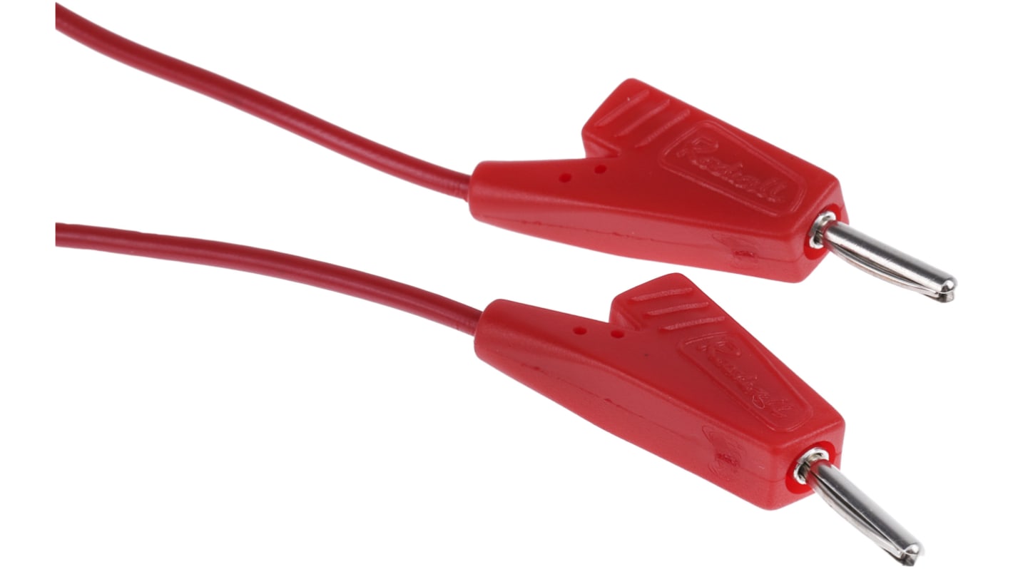 Radiall 2 mm Connector Test Lead, 5A, 250V ac, Red, 200mm Lead Length