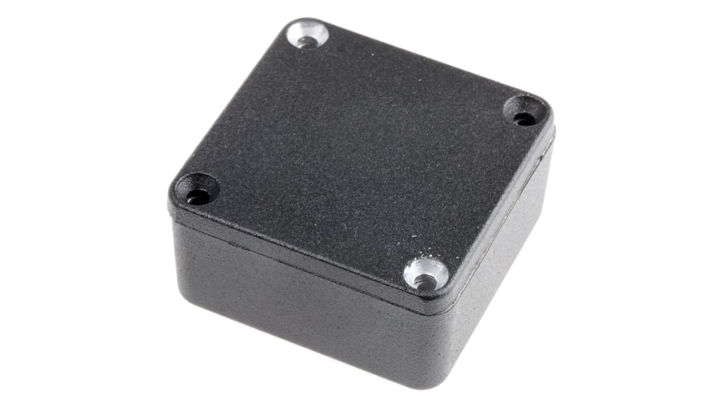 Hammond 1590 Series Black Die Cast Aluminium Enclosure, IP54, Black Lid, 50 x 50 x 21mm