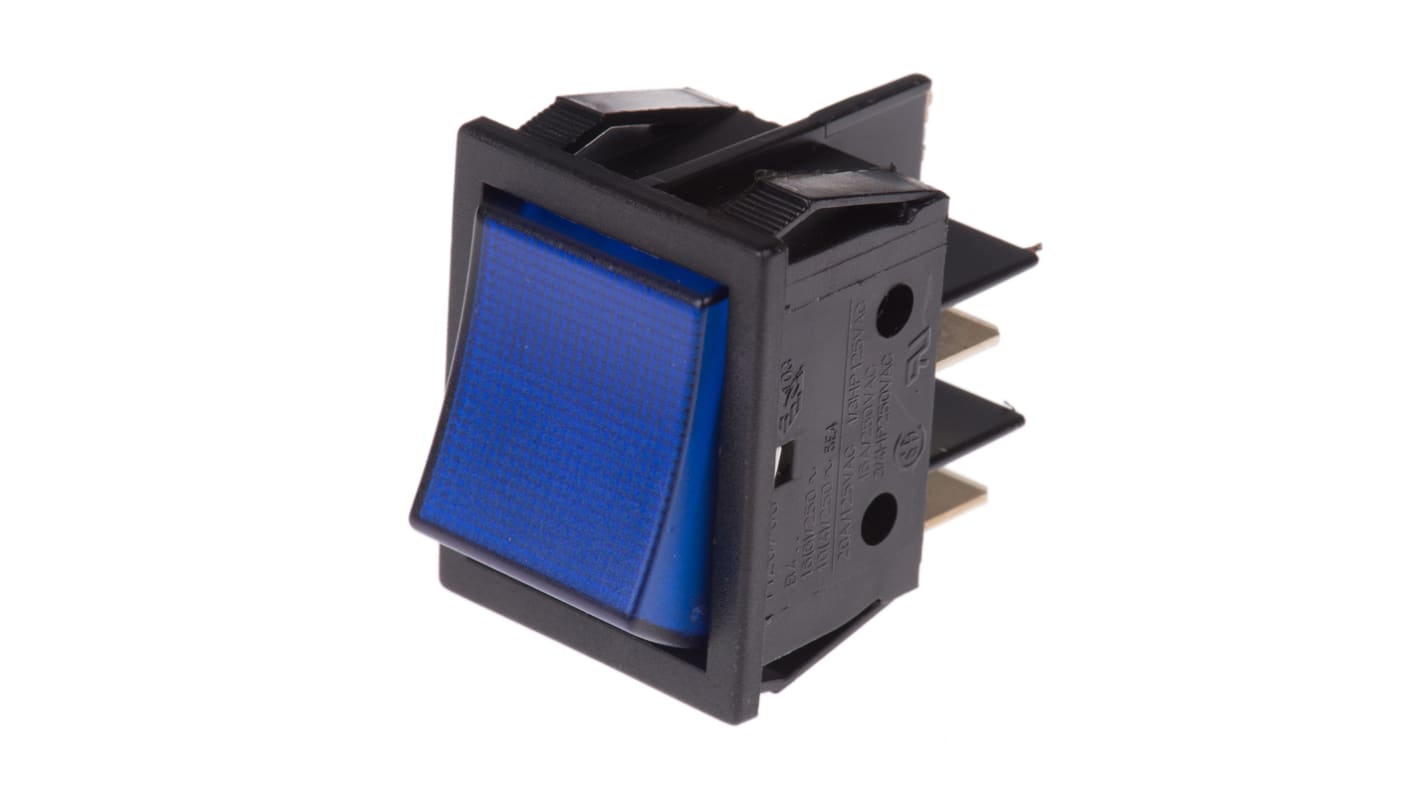 Molveno Illuminated DPST, On-Off Rocker Switch Panel Mount