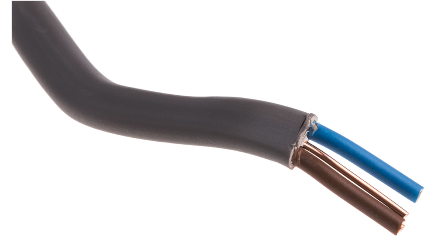 Prysmian, Twin & Earth, 10m 2+E Core, Grey PVC Power Cable +70°C