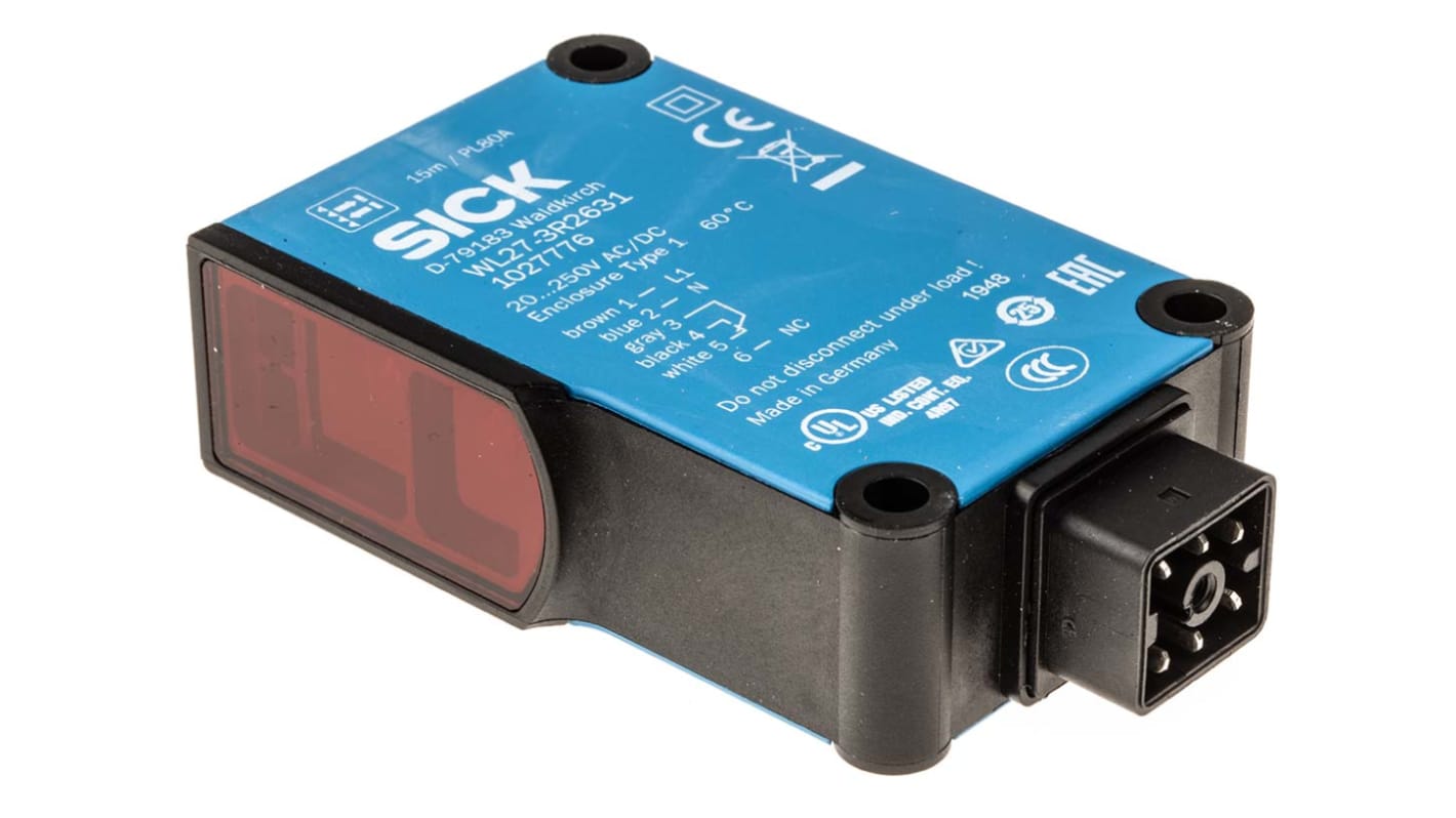 Rs-Online Sensore fotoelettrico Rettangolare SICK a retroriflessione rilevamento 100 mm → 15 m. uscita Relè