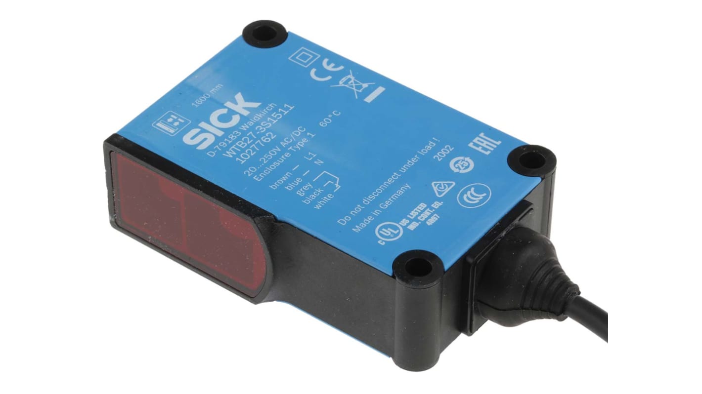 Rs-Online Sensore fotoelettrico Rettangolare SICK a diffusione rilevamento 30 mm → 1 6 m. uscita Relè