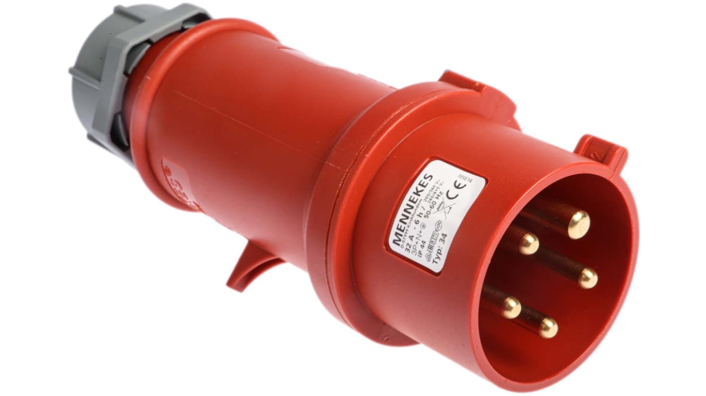 MENNEKES StarTOP Leistungssteckverbinder Stecker Rot 3P + N + E, 400 V / 32A, Kabelmontage IP44