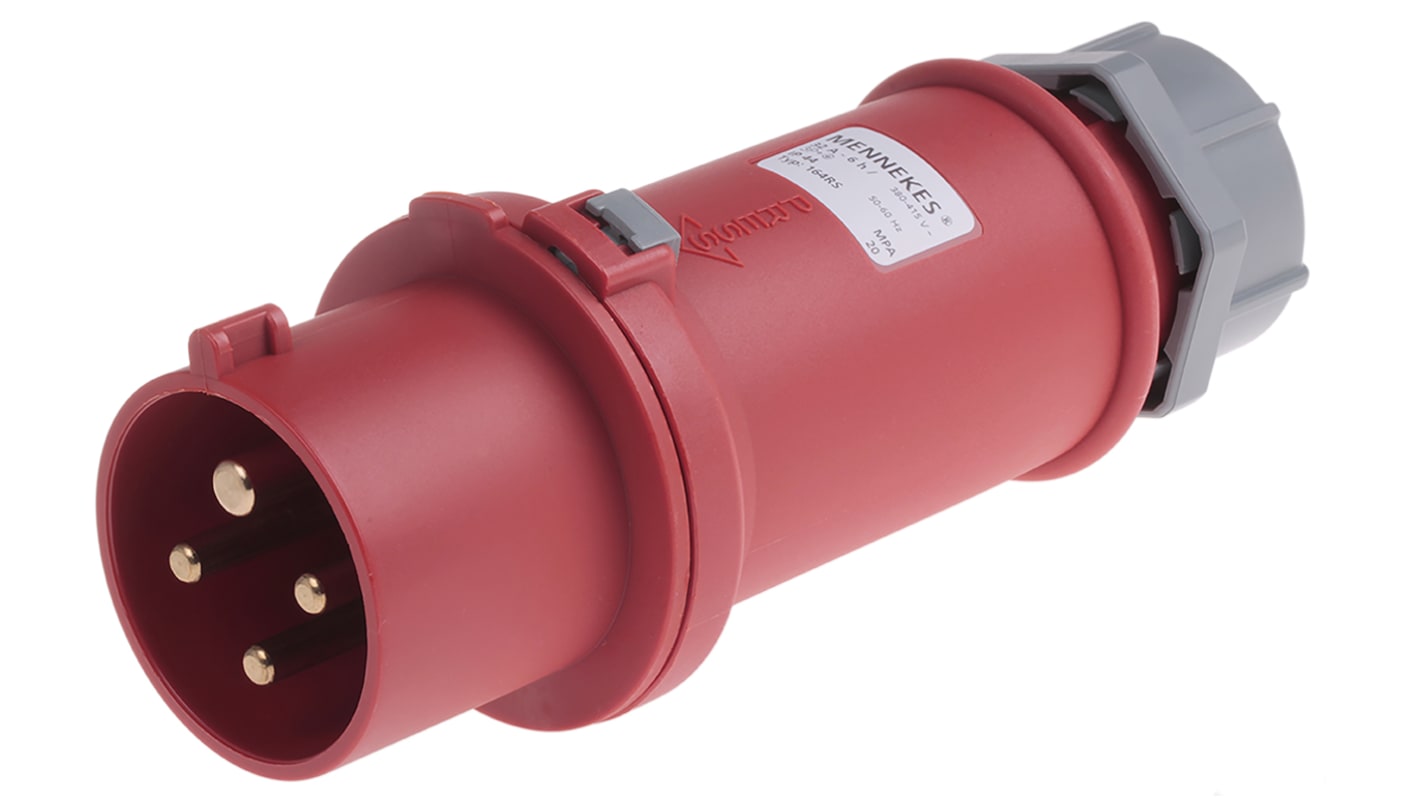 MENNEKES, ProTOP IP44 Red Cable Mount 4P Industrial Power Plug, Rated At 32A, 400 V