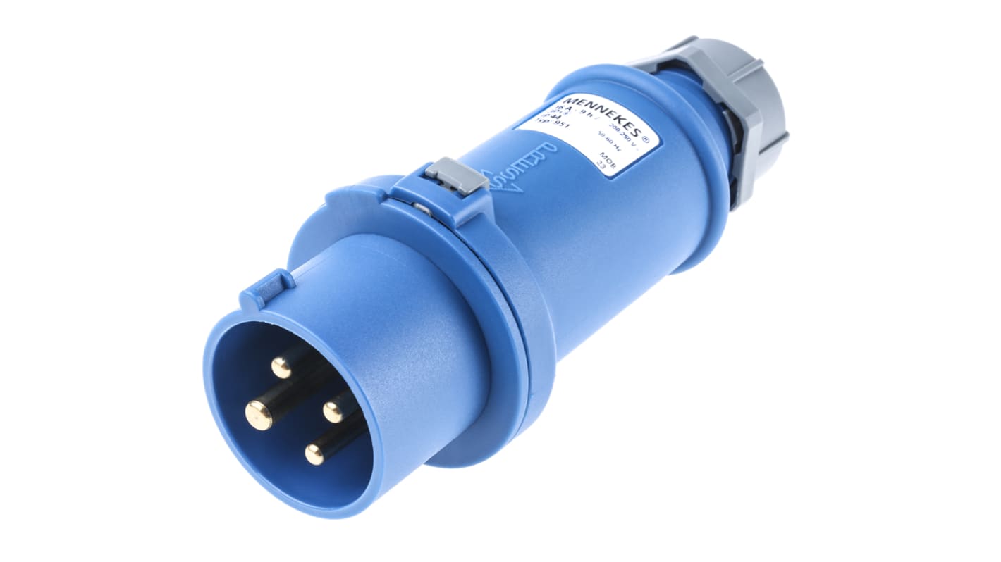 MENNEKES, StarTOP IP44 Blue Cable Mount 4P Industrial Power Plug, Rated At 16A, 230 V