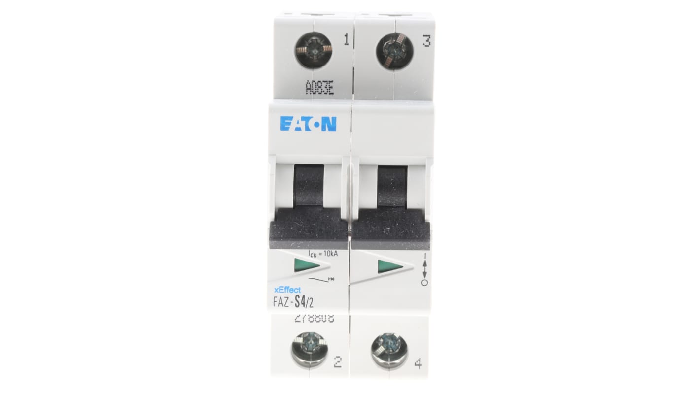 Eaton MCB Leitungsschutzschalter Typ S, 2-polig 4A 230V, Abschaltvermögen 10 kA xEffect DIN-Schienen-Montage