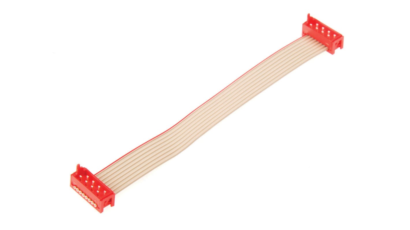 TE Connectivity Micro-MaTch Series Flat Ribbon Cable, 8-Way, 1.27mm Pitch, 100mm Length, Micro-MaTch IDC to Micro-MaTch