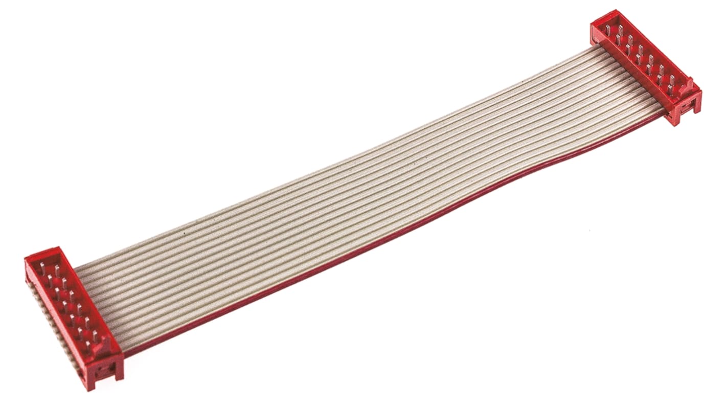 TE Connectivity Micro-MaTch Series Flat Ribbon Cable, 14-Way, 1.27mm Pitch, 100mm Length, Micro-MaTch IDC to TE Connectivity Micro-MaTch Series Flat Ribbon Cable, 14-Way, 1.27mm Pitch, 100mm Length, Micro-MaTch IDC to