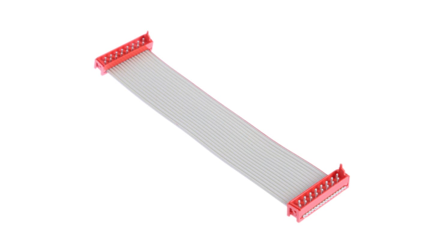 TE Connectivity Micro-MaTch Series Flat Ribbon Cable, 16-Way, 1.27mm Pitch, 100mm Length, Micro-MaTch IDC to