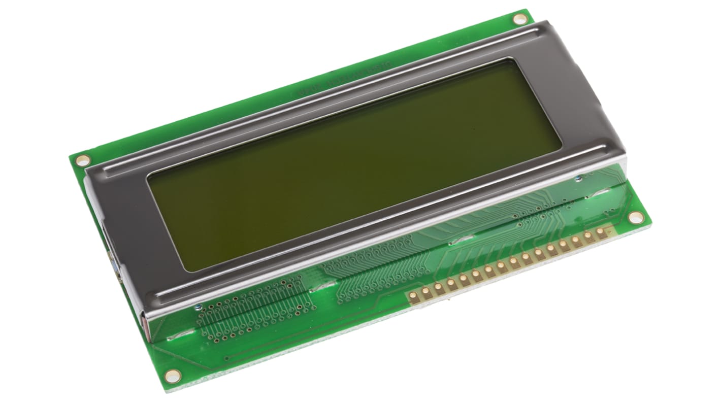 Displaytech 204A-BC-BC Alphanumeric LCD Display, Yellow on Green, 4 Rows by 20 Characters, Transflective
