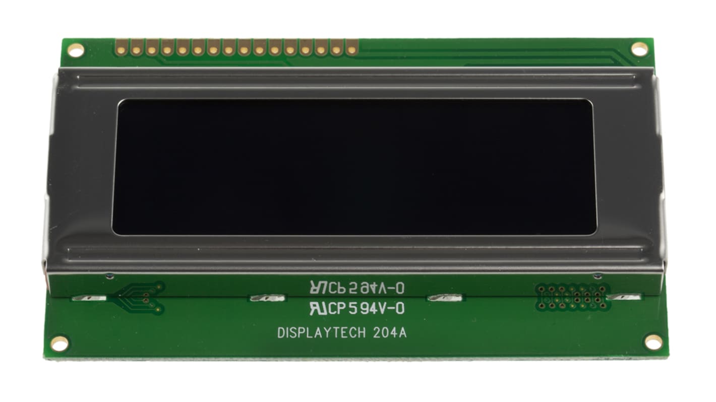 Displaytech 204A-GC-BC-3LP Alphanumeric LCD Display, White on Black, 4 Rows by 20 Characters, Transflective