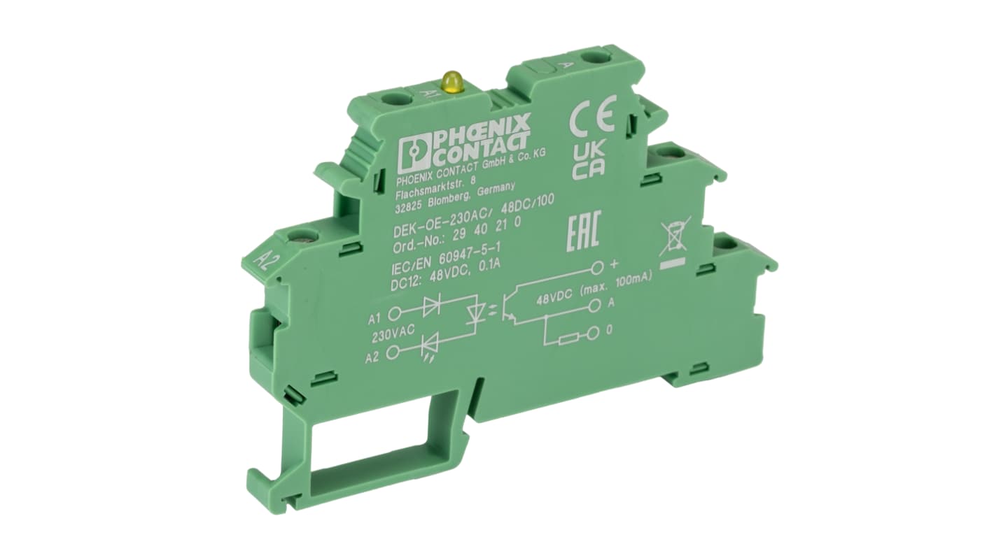 Phoenix Contact DEK-OE-230AC/48DC/100 Series Solid State Relay, DIN Rail Mount