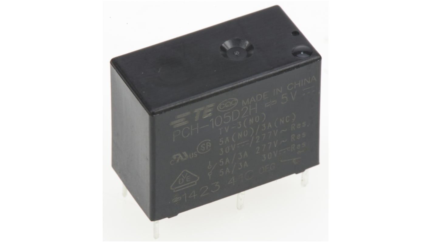TE Connectivity Monostabiles Relais Printrelais PCH-105D2H, 5Vdc Spule, 1-poliger Wechsler