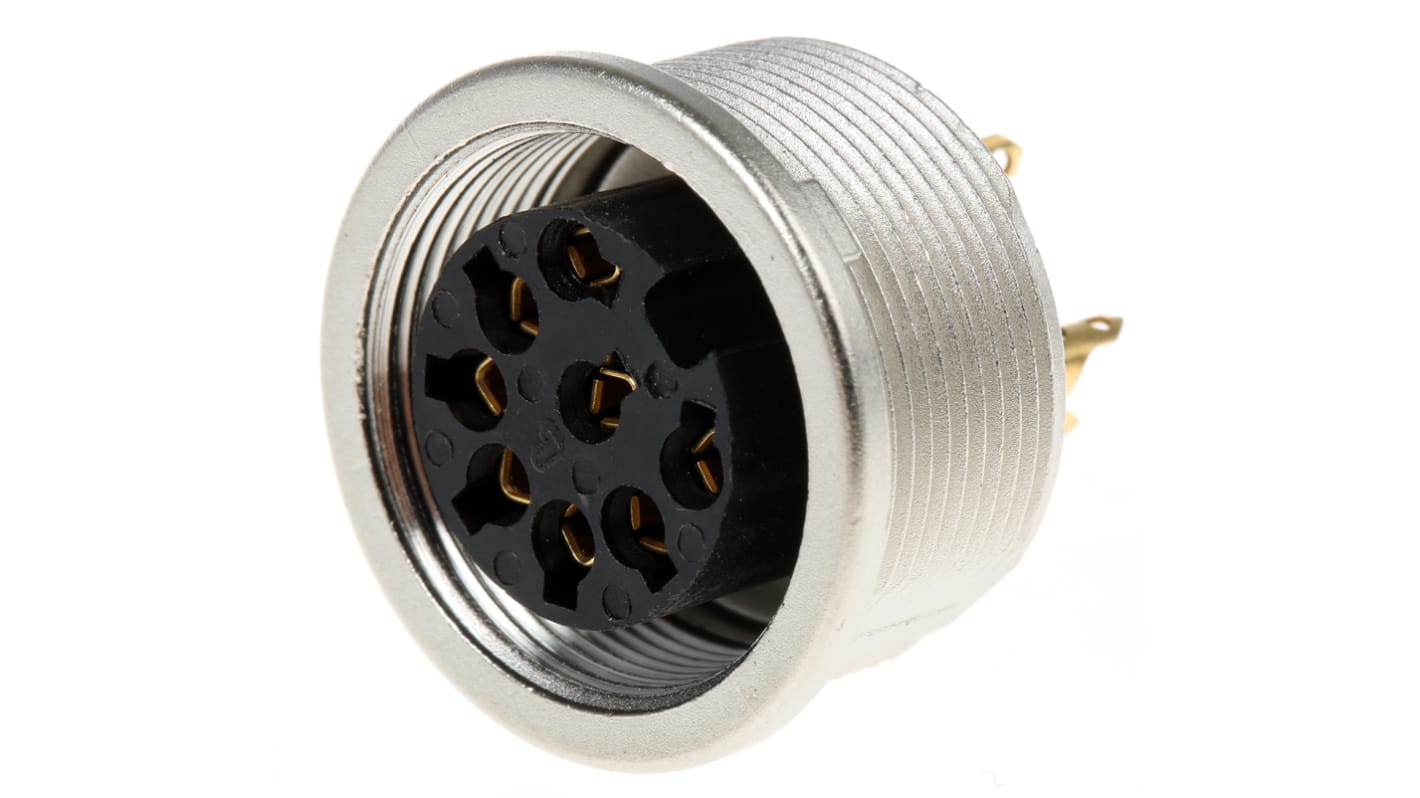 Lumberg, KFV 8 Pole M16 Din Socket, DIN EN 60529, 5A, 60 V ac IP40, Female, Panel Mount