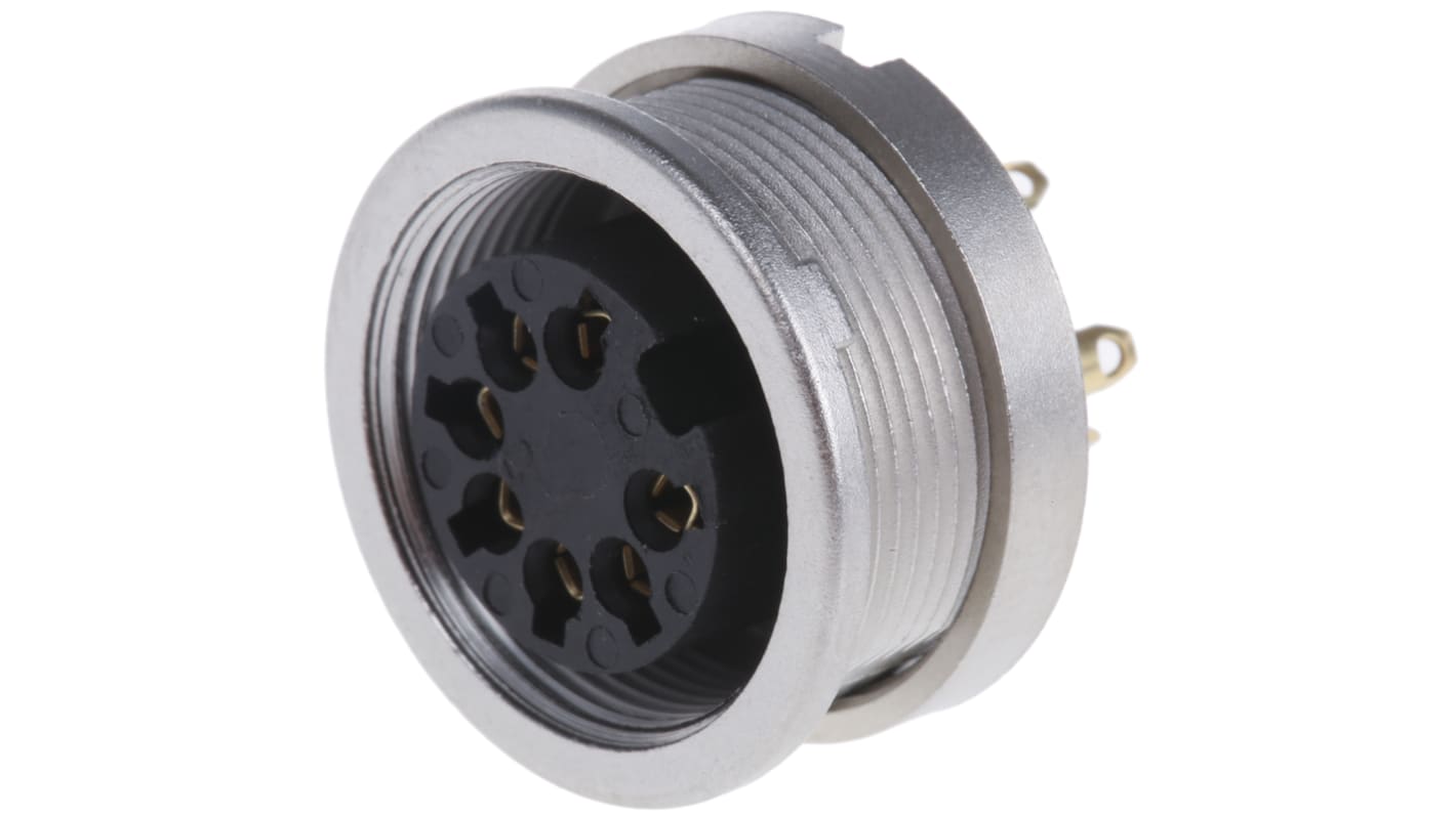 Conector DIN Hembra Lumberg serie KFV de 7 vías, 5A, 60 Vac, DIN EN 60529, IP40