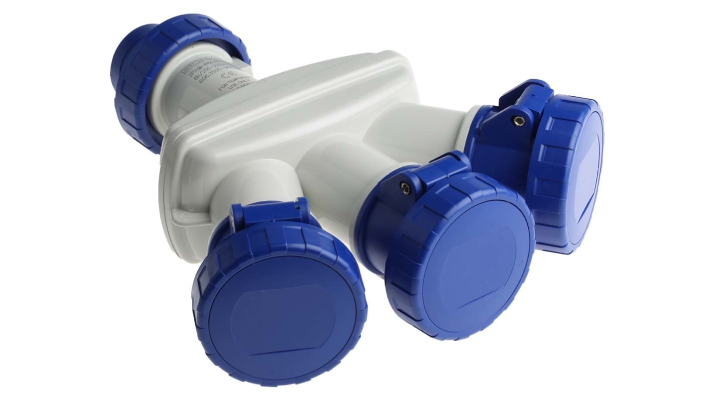 Scame IP66 Blue 1 x 2P + E, 3 x 2P + E Industrial Power Connector Adapter Plug, Socket, Rated At 16A, 240 V