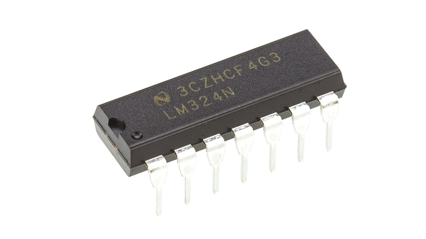 LM324N/NOPB Texas Instruments, Precision, Op Amp, 1MHz, 5 → 28 V, 14-Pin MDIP