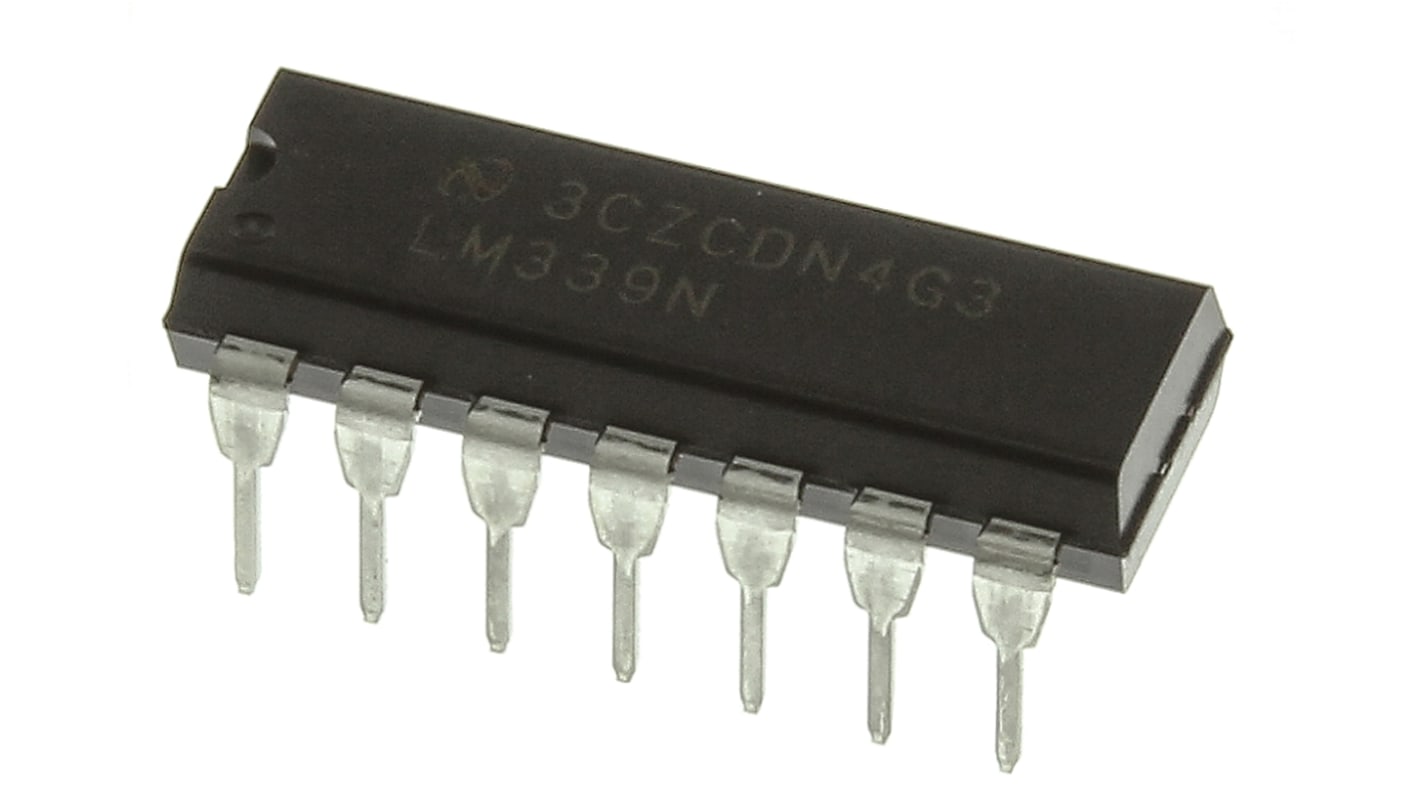 Texas Instruments 通用比较器芯片, MDIP, 通孔安装, 双/单电源, 4通道, 1.3μs响应