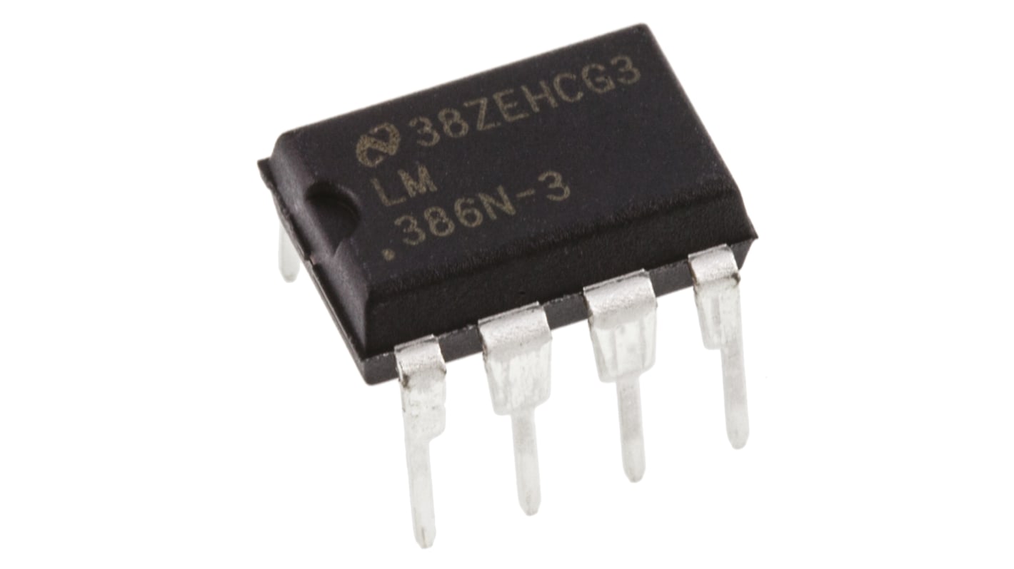 Klasse A-B LM386N-3/NOPB, Lydforstærker Audioeffektforstærker 1 kanal mono 0.7W +70 °C 8-Pin MDIP